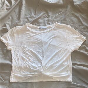 Gaze White Crop Tie Front T-Shirt